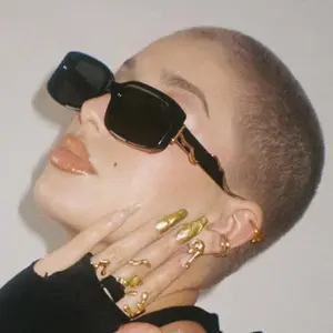 Edgy Sculpted Rectangular Sunglasses - Chunky Frame with Wavy Metal Accents, UV400 Shades Perfect for Alt Girl Aesthetic and Bold Statement Looks