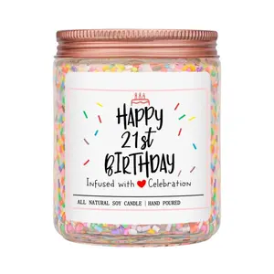 21st Birthday Gifts for Her, Perfect Ideas Happy Birthday Presents for Women, Friends, Sister, Daughter, Scented Candles, Vanilla Cream Scent Handmade Aromatherapy Candle Decorations