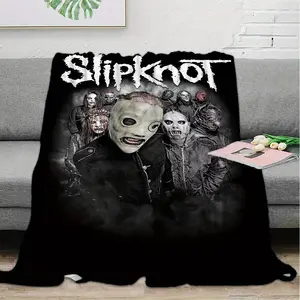 Slipknot band theme printed flannel blanket, soft and comfortable, suitable for all seasons, suitable for sofa, bedroom, office