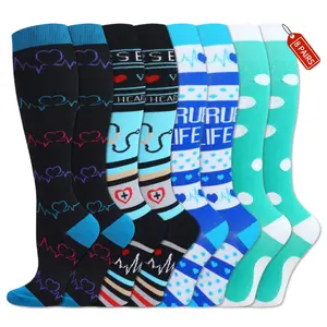 ISUNIE 8 Pairs Compression Socks for Men & Women, Breathable, Lightweight, Supportive & Stay-Up Fit for Running, Training, Workout, Travel & All-Day Comfort