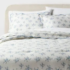 Twin/Twin XL Floral Scallop Comforter and Sham Set Blue for Dorm - Threshold