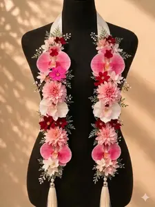 Custom Handmade Pastel Floral Mix Pearl Graduation Stole, Ribbon & Fabric Flower Lei, Custom Grad Sash, Unique Graduation Gift