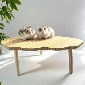 1PC Fan-shaped Wooden Hamster Platform, Small Pets Double Layer Table Easy-to-install Small Pets Interactive Climbing Toy Small Pet Cage Landscaping Decoration Cage Accessory Hamster Supplies Suitable for Small Animals in All Seasons