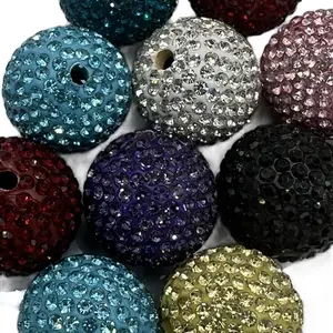 Polymer Clay Rhinestone Bead 20mm Random color mix or Teal 15 count for Beaded Phone Strap Jewelry Charm Beaded Accessories Beaded Pen