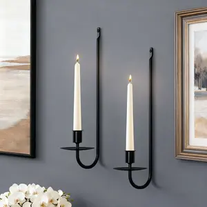 Candle Sconces Set of 2, Taper & Pillar Wall Candle Holder, Black Wall Sconces Set of Two, Decor for Entryway, Stair Corner, Living Room, Gfits for Men Women Mom or Dad decor