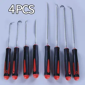 4-Piece Car Oil Seal Hook Set, Straight Cone, 90° Bend, 45° Bend, 135° Bend, Precision Hooks, Durable Removal Tool for O-Rings, Automotive Repair Tools