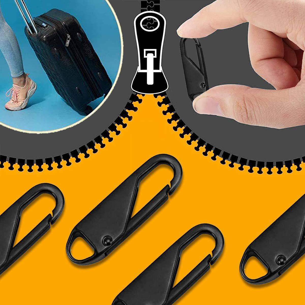 Spring Bag & Luggage Upgrade 20pcs Zipper Replacement Kit - Detachable Metal Zipper Pull Tabs for Luggage, Clothing, Backpacks, Boots, Purse (Black)