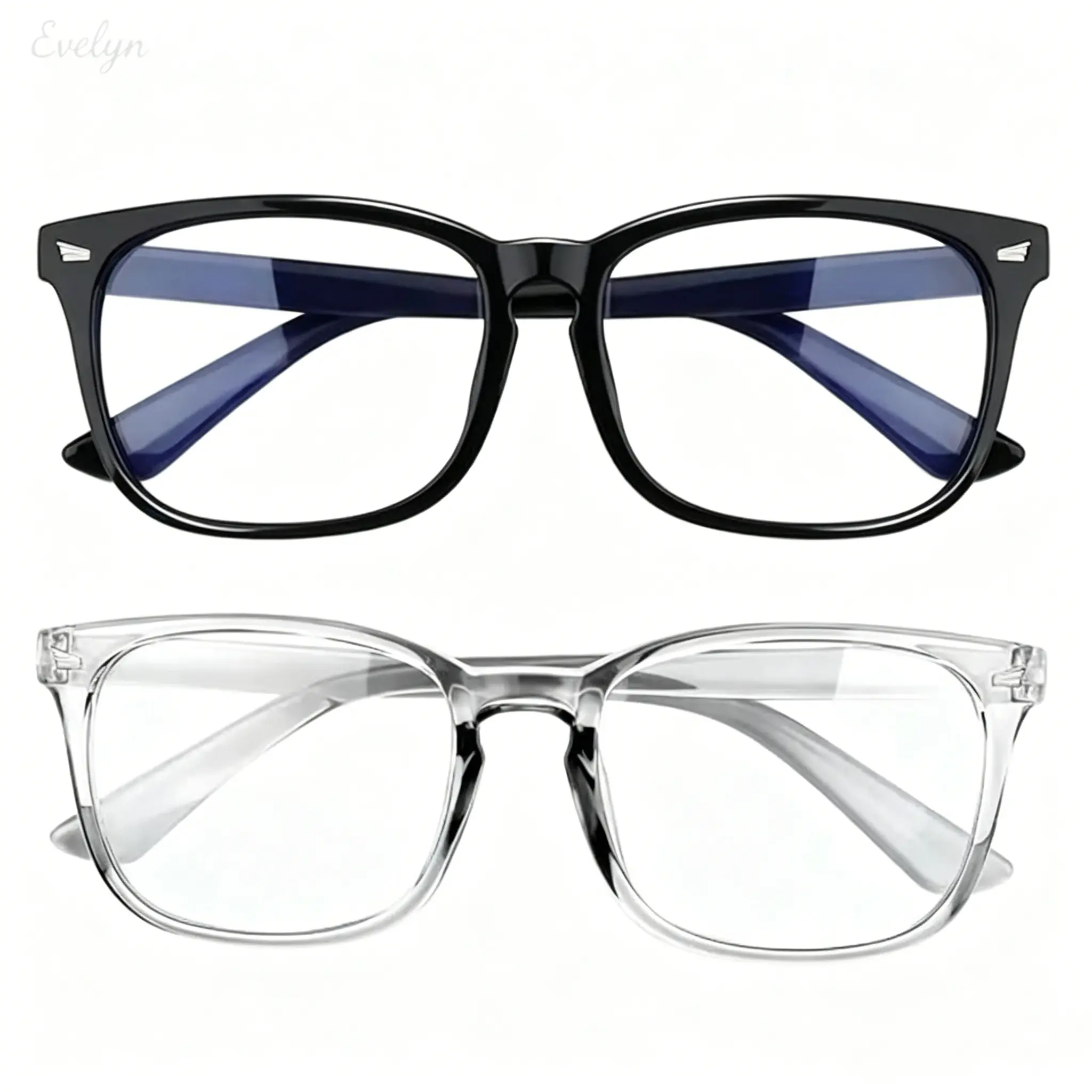 Blue Light Blocking Eyeglasses, Square Frame Non-Prescription Glasses, Clear Lens Decorative Eyewear for Men & Women, Office & Gaming Use