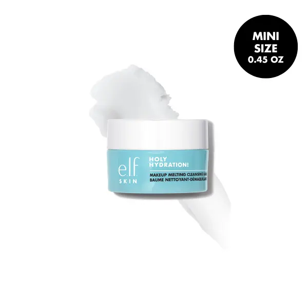Mini e.l.f. Travel Size Holy Hydration! Makeup Melting Cleansing Balm for All Skin Types, Hydrating Makeup Remover w/ Hyaluronic Acid, Ceramides, Peptides  0.45 oz /13 G