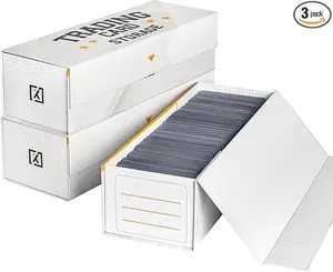 Easy Fold Trading Card Storage Box - 3 PACK, Fits 800 Cards, 200 Toploaders, or 50 One Touch | Magnetic Lid