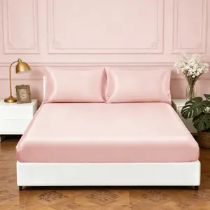 Silk Satin Fitted Sheet, Deep Pocket Design, Easy Clean Breathable Fabric, Full Elastic Fit, Comfortable Sleep Choice, Satin Sheets Set