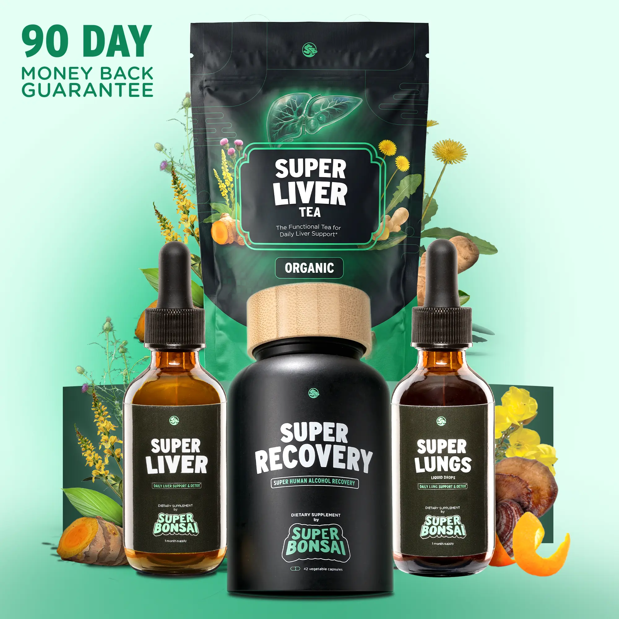 Healthy Habits Bundle - Super Liver + Super Lungs + Super Recovery + Super Liver Tea