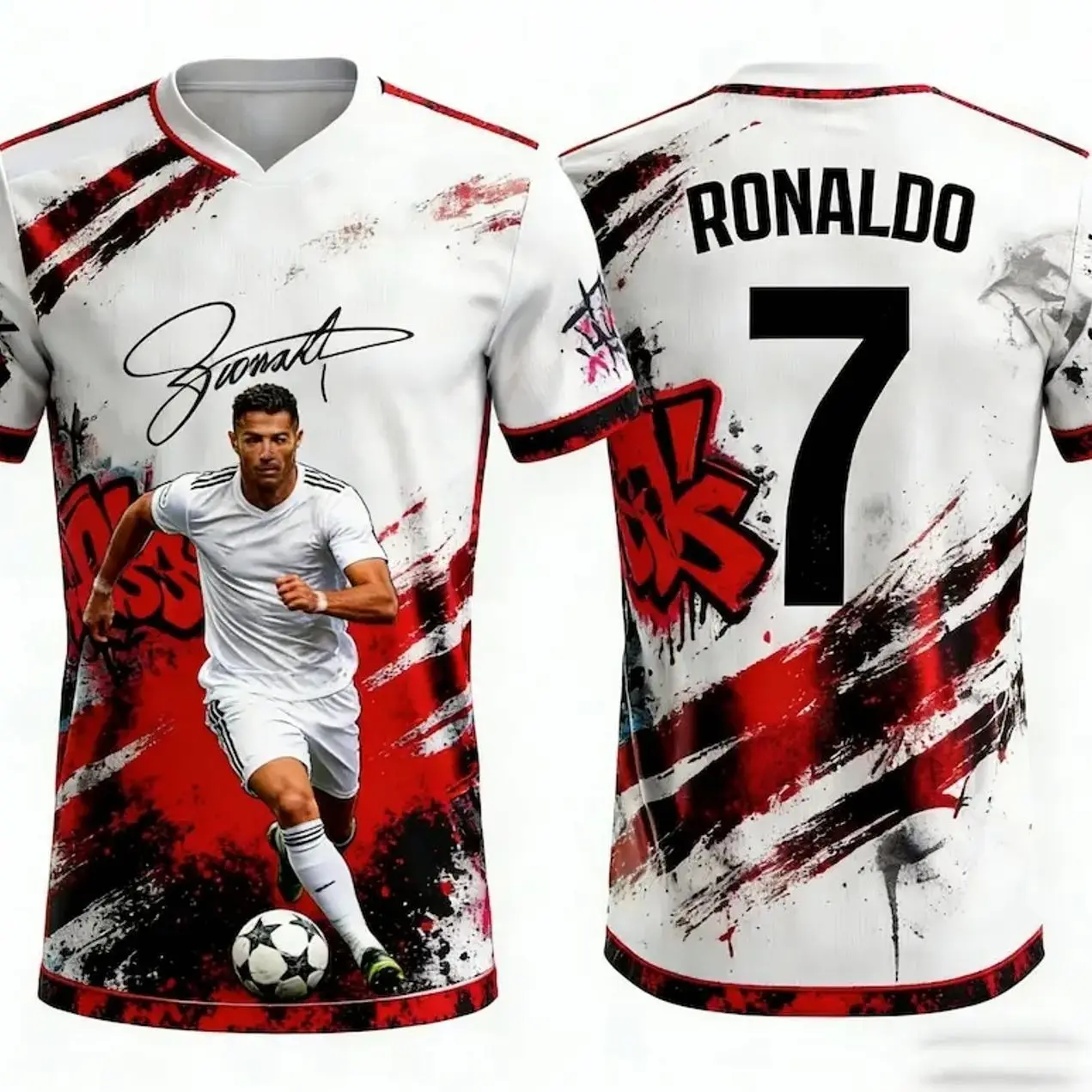 Portugal Soccer Jersey, 3D Print Performance Athletic Shirt, Breathable Fan Tee for Men Women and Kids