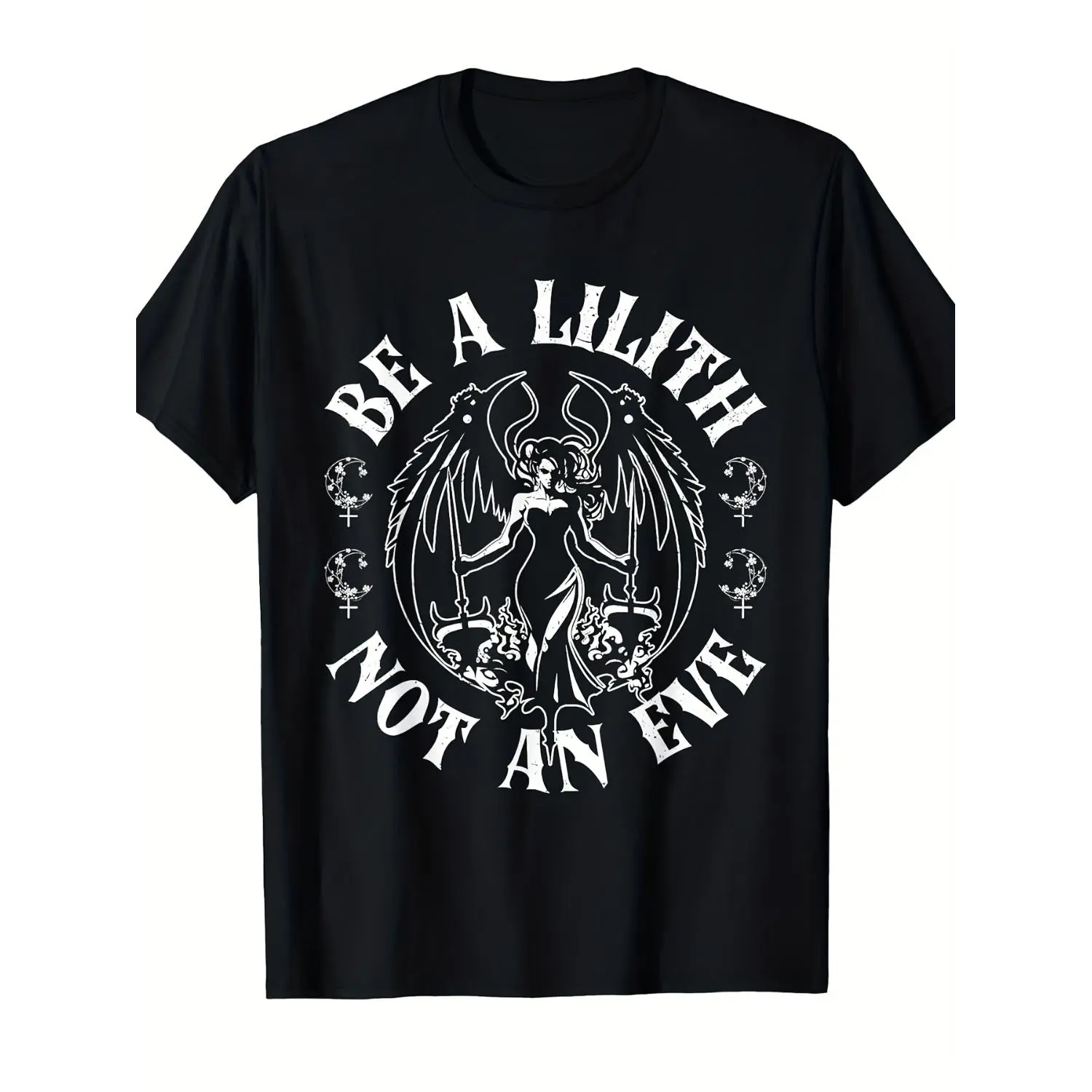 Lilith Demon Gothic Mythology Folklore Satanic Dark Occult T-Shirt. Lightweight And Breathable, This Crew Neck Shirt Is Perfect for Both Men And Women. Ideal for Summer Outings, Casual Wear, And Everyday Style