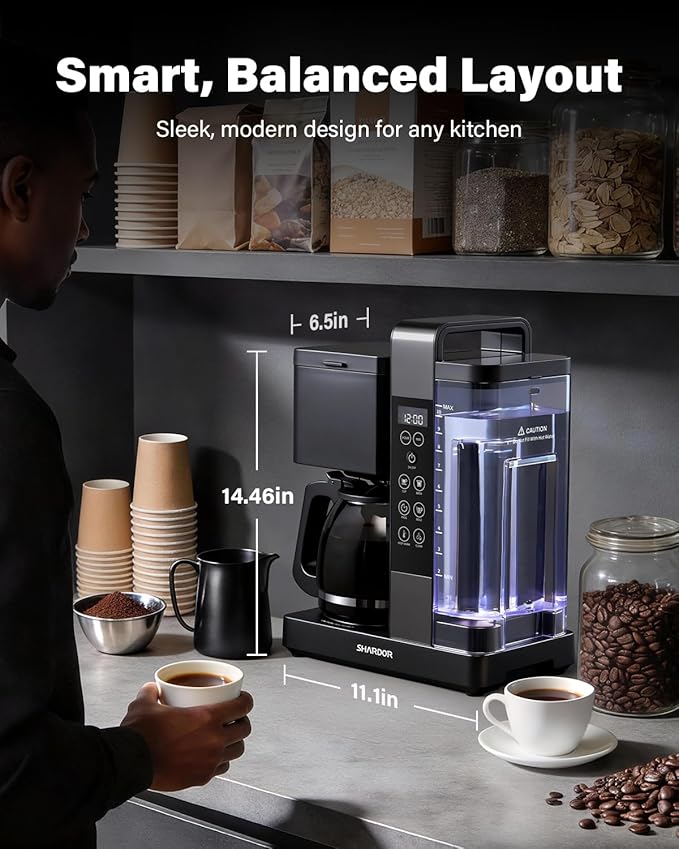 SHARDOR 10-Cup Coffee Maker, Programmable Drip Coffee Machine with 2–10 Cup Setting, Adjustable Keep-Warm Control, Removable 50oz Water Tank, Brew Strength Control & Brew Pause, Black,home essentials tiktokshopbacktoschool