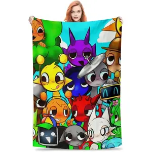 Game Sprunki Flannel Blankets For Kids Boys Summer Conditioning Lightweight Incredibox Throw Blankets Suitable for beds and sofas can also be given as a gift