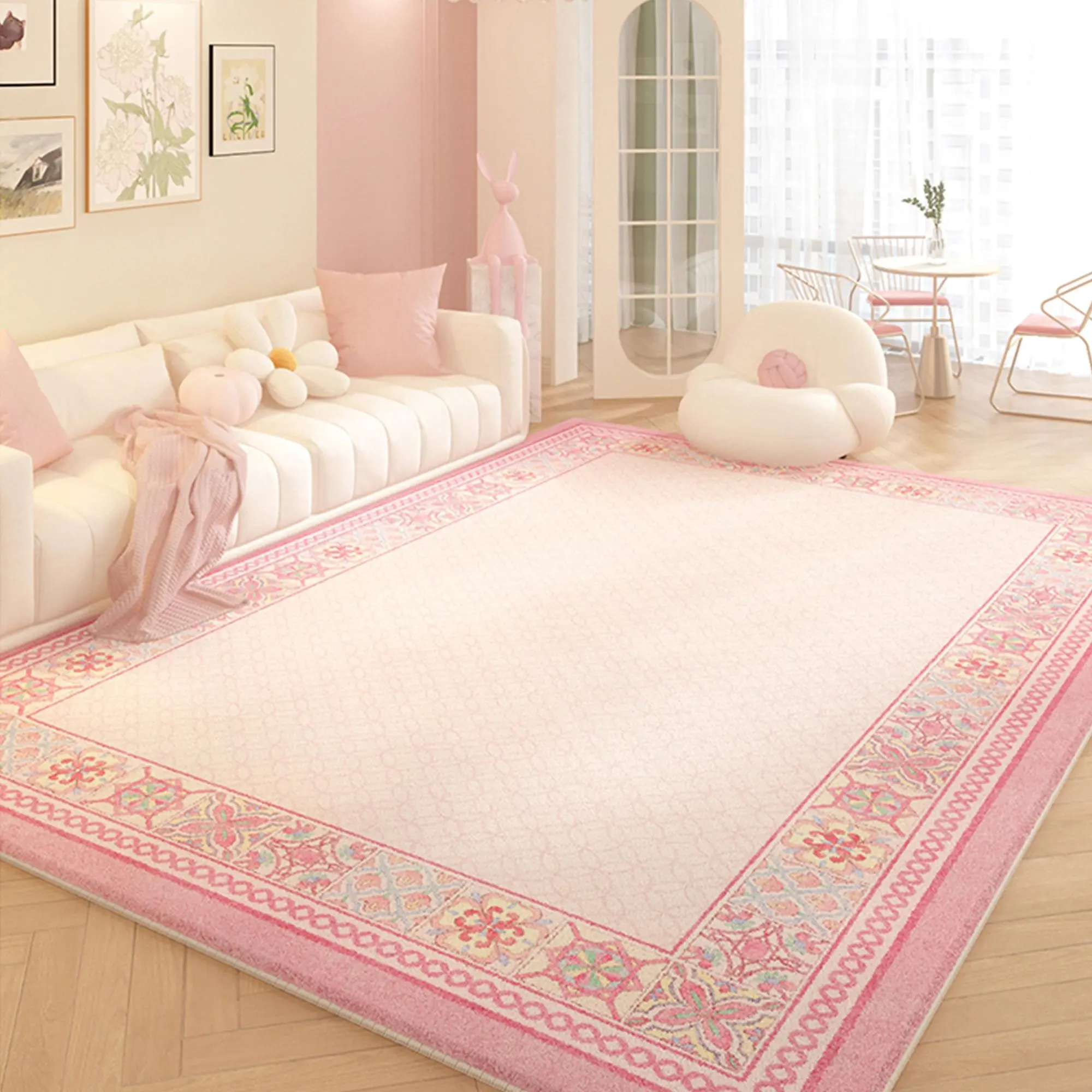 Floral Print Non-slip Floor Mat, 1 Count Exquisite Soft Floor Carpet, Decorative Area Rug for Home Living Room Bedroom Hotel, Floral Pattern Rug, Decorative Rugs, Flower Pattern Rugs