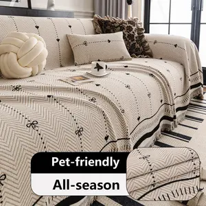 Vintage Chenille Sofa Cover Blanket, Anti-Slip Seat Pad, Cat Scratch Resistant, Pet Friendly, All-Season Use, Reusable, Washable Sofa Slipcover, Sofa Protector