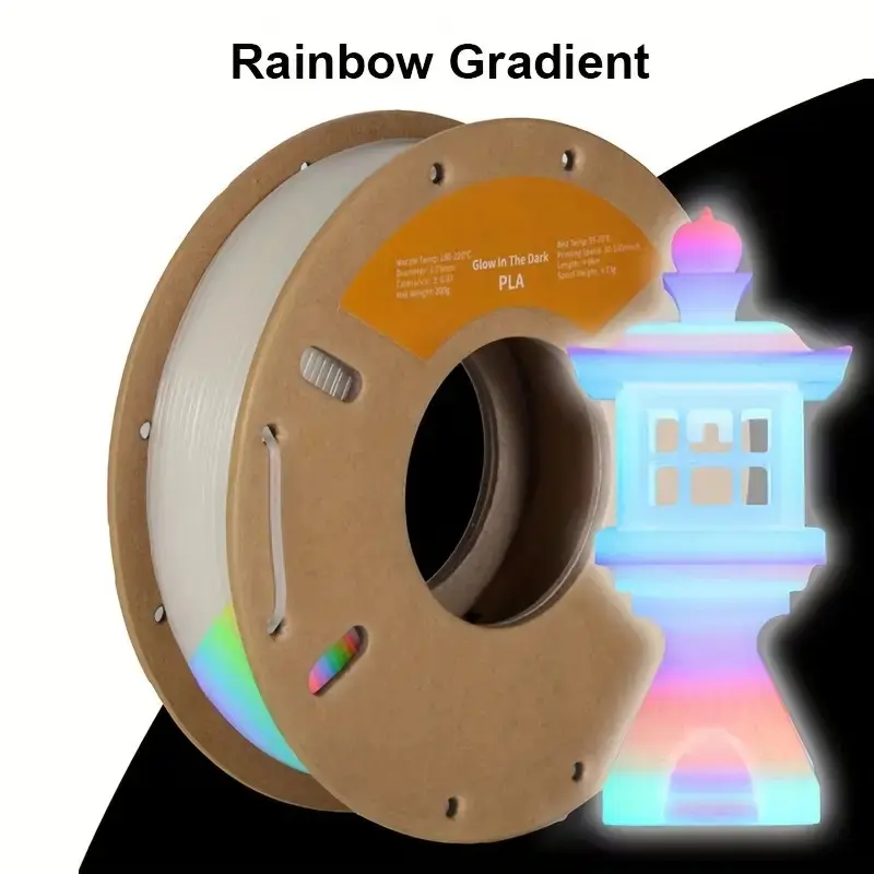 Day-To-Night Color Changing Pla Filament 1.75mm 250g, Fluorescent Glow In The Dark 3D Printing Material, Daytime, Colorful Nightime, Fdm Printer Compatible