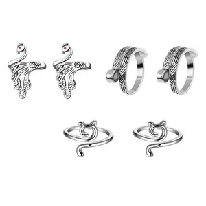 Cat & Peacock & Round Ring Design Crochet Ring, Unique Animal Themes, 6 Counts Adjustable Crochet Ring, Mini Crocheting Finger Guide Ring, Crochet Finger Knitting Ring, Knitting Accessories for Home Daily Use, Adjustable Rings