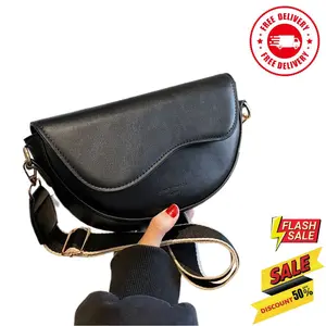 Stylish Solid Color Retro Crossbody Bag with Wide Fashion Strap for Women, Trendy Shoulder Purse for Antique Look and Modern Cha
