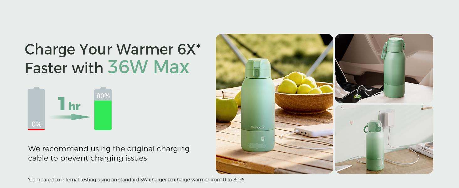 Momcozy Portable Milk Warmer for Travel – Dual Heating Modes for Breast Milk & Water, Portable Bottle Warmer with Fast Heating & Long Battery Life, 17 Ounces Large Capacity to Meet Your All-Day Needs