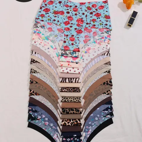 Women's Solid Color / Floral / All Over Print Soft Fit Panty, Cute Soft Comfy Breathable Seamless Knicker for Daily Wear, Underwear for All Seasons, Womenswear, Daily Casual Underwear, Seamless Breathable Design, Breathable Panties