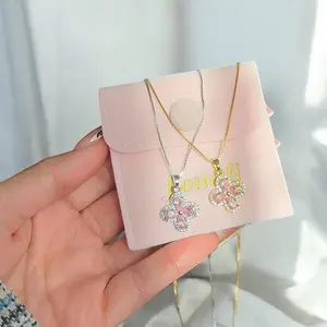 Delicate flower necklace gold plated brass cubic zirconia