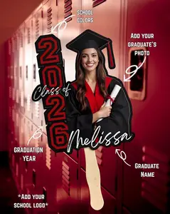Custom Photo Graduation Face Fan Class of 2026, Personalized Grad Party Fan with Name & Year, Senior Graduation Decor, Photo Prop Gift