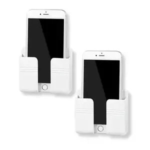 2Pc Phone Holder Wall Mount Compatible With iPhone Android Charging Port Self Adhesive Wall Holder