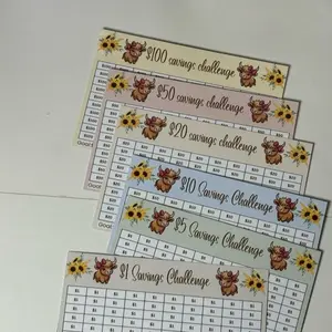 Highland Cow Cash Stuffing Set | $1–$100 Savings Challenges