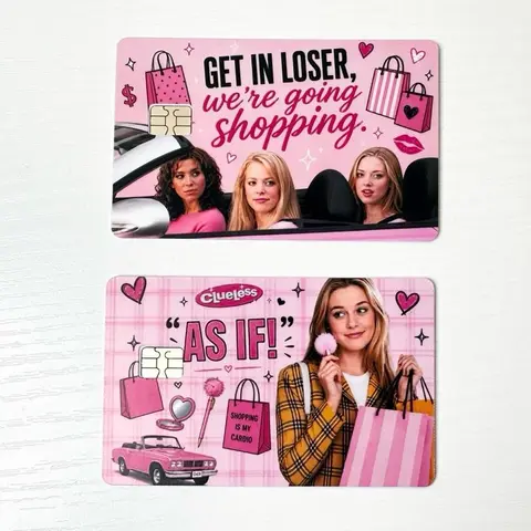 Pink Credit Card Vinyl Sticker, Self-Adhesive Label