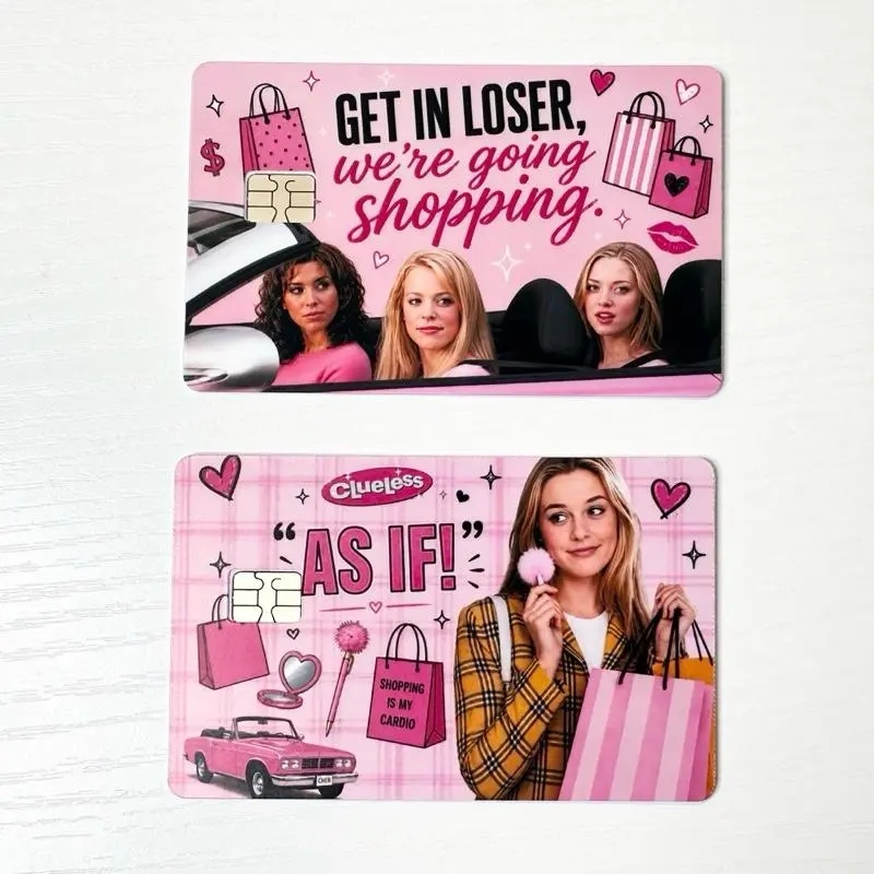 Pink Credit Card Vinyl Sticker, Self-Adhesive Label