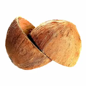 Natural Coconut Shell Halves with Fiber - Eco-Friendly Organic Bowls for Crafts, Pet Feeder, Candle Making & Festive Decor