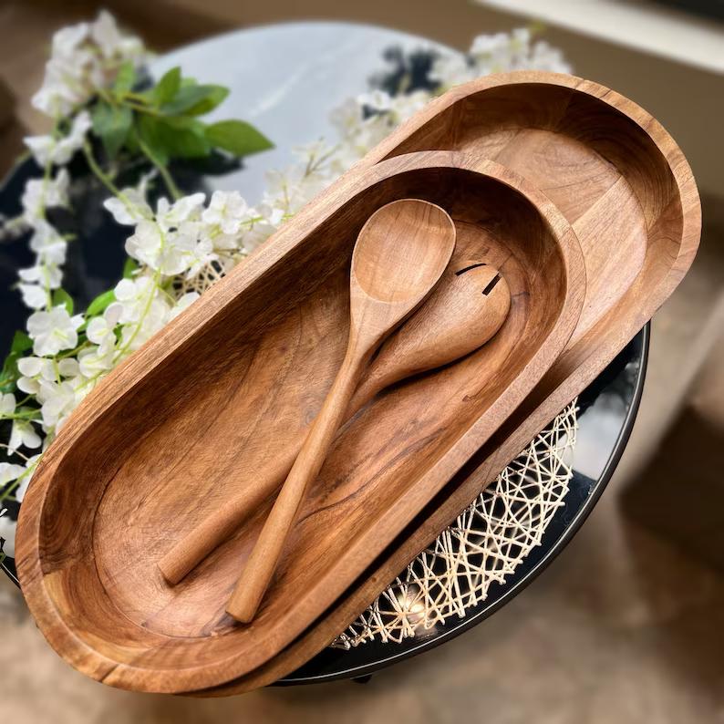 Handmade Hand Carved Extra Large Bread Bowl, Large Handmade Wood Dough Bowl, Farmhouse Decor Rustic Wood Bowl, Centerpieces for Dining Table