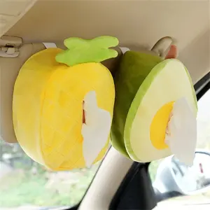 Cute Pineapple Avocado Car Paper Towel Holder, Soft Plush Design, Fits Handrail and Roof, Decorative and Functional, Perfect for Cars
