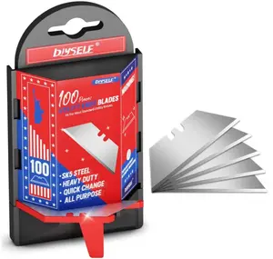 DIYSELF Utility Knife Blades 100 Pack, Box Cutter Blades Refills with Dispenser, Razor Blades Utility Knife Replacement Blade for Box Cutter, Razor Knife Blade