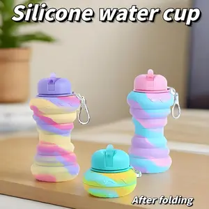 600M Donut Silicone Cup, Food Grade Material, Foldable Portable Design, Safe Durable Sealed, Hidden Straw, Ideal Water Partner, Travel Water Bottle