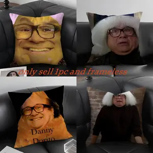 D-Danny D-DeVito Meme Funny Pillow Case Soft short plush cushion cover with festive Christmas print breathable fabric and an invisible zipper adds warm cozy holiday vibes perfect for winter home décor Home Textile