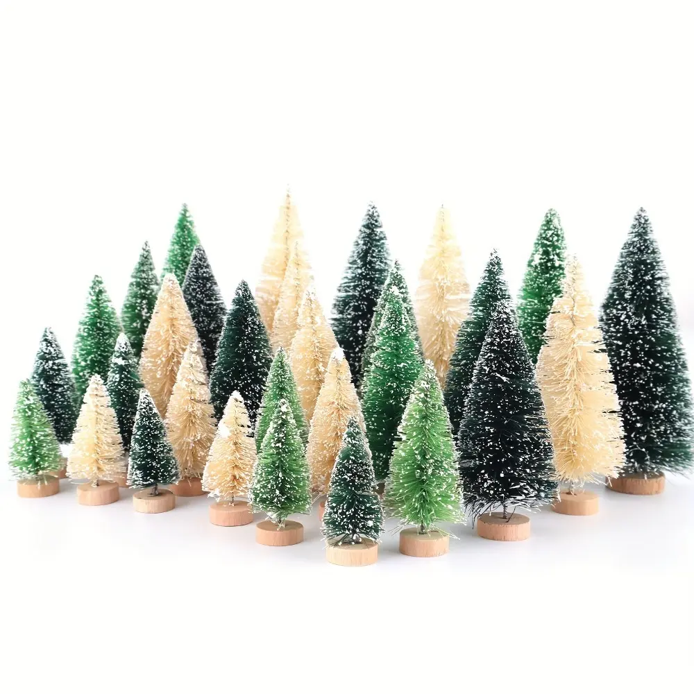 Fluffy Mini Christmas Trees - Eco-Friendly Metal Landscape Decor with Ornaments, Long-Lasting Fade-Resistant Home/Festive Supplies, Ideal Gift for Office Dorm Rooms
