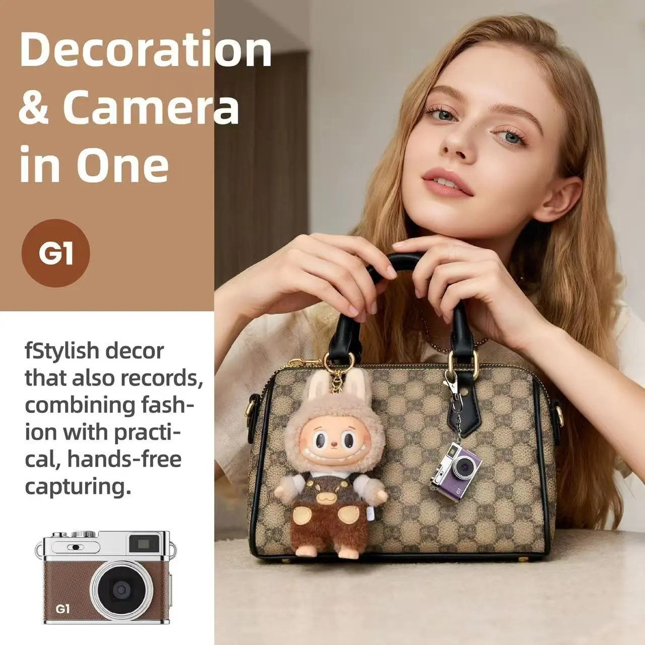 Portable 1080P HD Mini Camera, Wearable Necklace Clip-On, Wide-Angle Lens, IPS Screen, 50-Mins Recording, Compact Lifecam for Vlogs