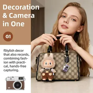 Portable 1080P HD Mini Camera, Wearable Necklace Clip-On, Wide-Angle Lens, IPS Screen, 50-Mins Recording, Compact Lifecam for Vlogs