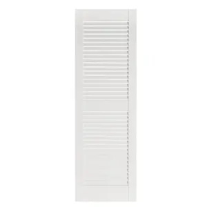 212 MAIN Premier 1-Piece Exterior Decorative Window Louvers Shutter, Louvered Slats, Subtle Arch, White - 15 x 71 in.