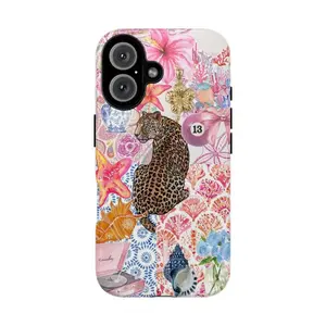 Boho Jungle Aesthetic Phone Case – Wild Leopard & Vintage Collage Vibes