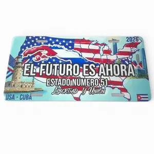 Chapa de Carro 6x12 – Cuba Libre 2026: Estado Número 51 de los EE. UU.
