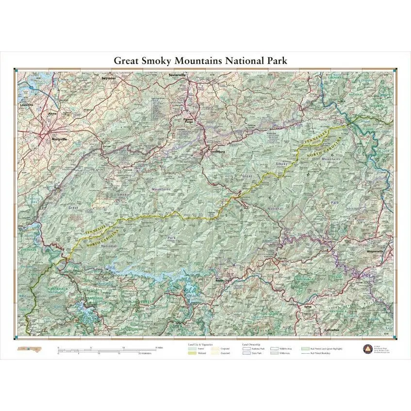 Great Smoky Mountain National Park, Tennessee Recreation Map