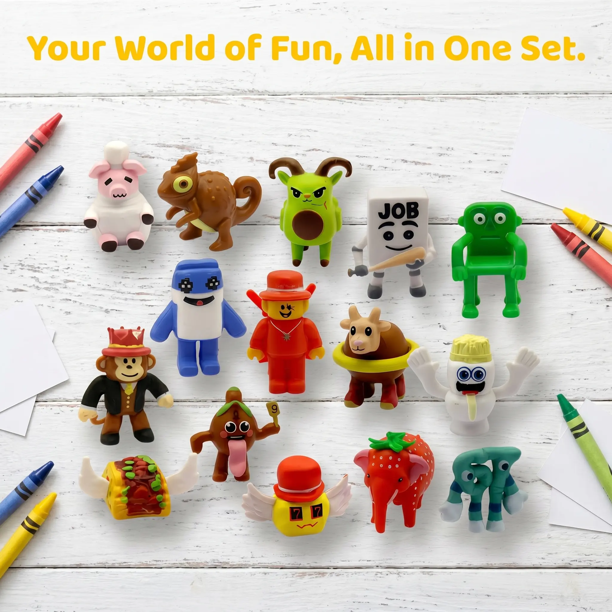 15 Pcs Cute Cartoon Figurine Collectibles Set - Plastic, Whimsical, Novelty Collectables, Cutecore Mini Action Figures, Kids' Party Favors & Birthday Gifts [3.55-5.5cm / 1.4-2.17in], Plastic Figurines