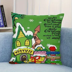 18x18" Christmas Tree House Pillow Cover - Festive Holiday Decor Pillowcases Set with Zipper Closure, Polyester Material, Perfect for Sofa, Bed & Party Home Decoration (No Insert), Whimsical Design, Easy Care, Gift Buyers, Cottage Style, Durable Fabric, D