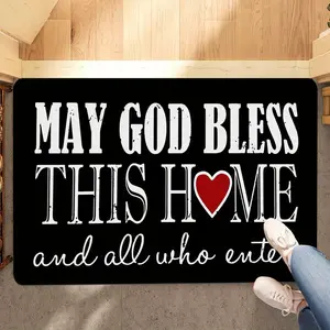 May God Bless This Home Doormat, Floor Mat, Religious Christian Blessing Welcome Mat, Non-Slip Washable Farmhouse Entrance Rug For Home Indoor Decor
