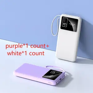 Portable 10000mAh Power Bank, Mini Charger with Cable, USB Charger for iPhone 16/15/14/13 Samsung Android